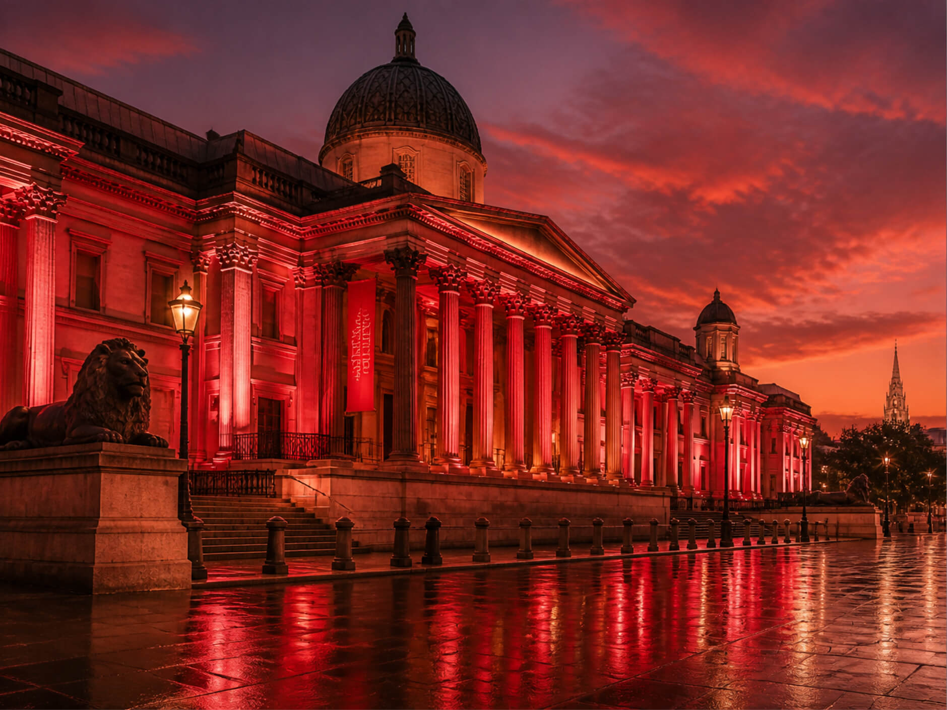La fachada de la National Gallery en Trafalgar Square en Londres